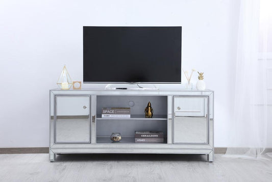 Elegant Furniture & Lighting - Modern 60 in. mirrored TV stand in antique silver - MF701S veiw 2