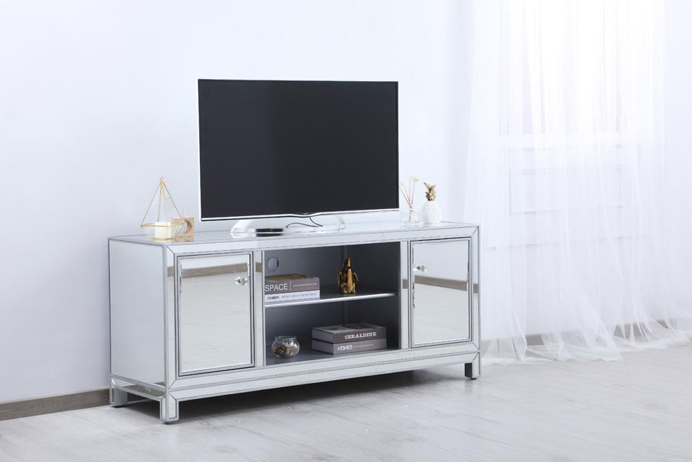 Elegant Furniture & Lighting - Modern 60 in. mirrored TV stand in antique silver - MF701S veiw 3