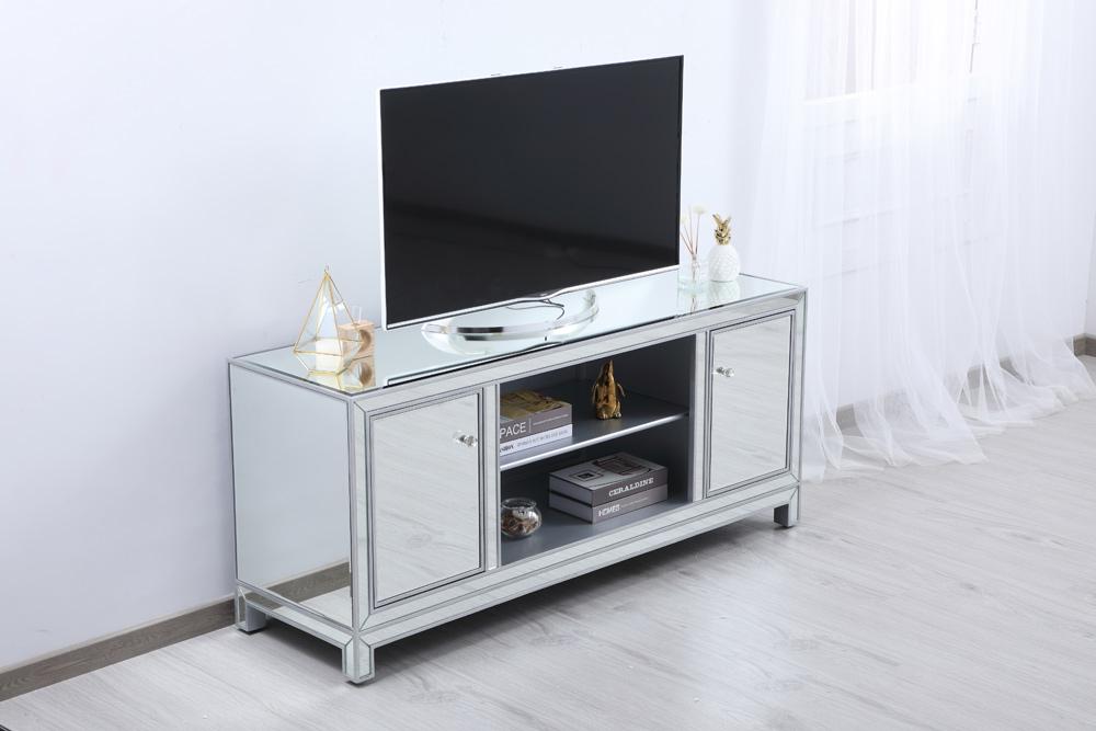 Elegant Furniture & Lighting - Modern 60 in. mirrored TV stand in antique silver - MF701S veiw 4