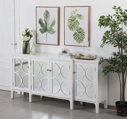 Elegant Furniture & Lighting - Modern 72 inch mirrored credenza in White - MF82111WH veiw 5