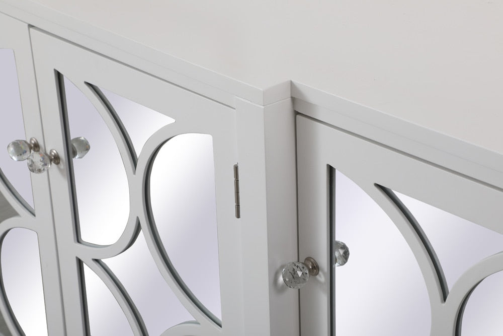 Elegant Furniture & Lighting - Modern 72 inch mirrored credenza in White - MF82111WH veiw 6
