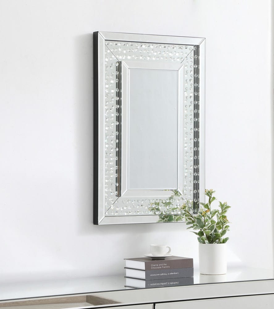 Elegant Furniture & Lighting - Modern Sparkle 24 in. Contemporary Crystal Rectangle Mirror in Clear - MR9101 view  8