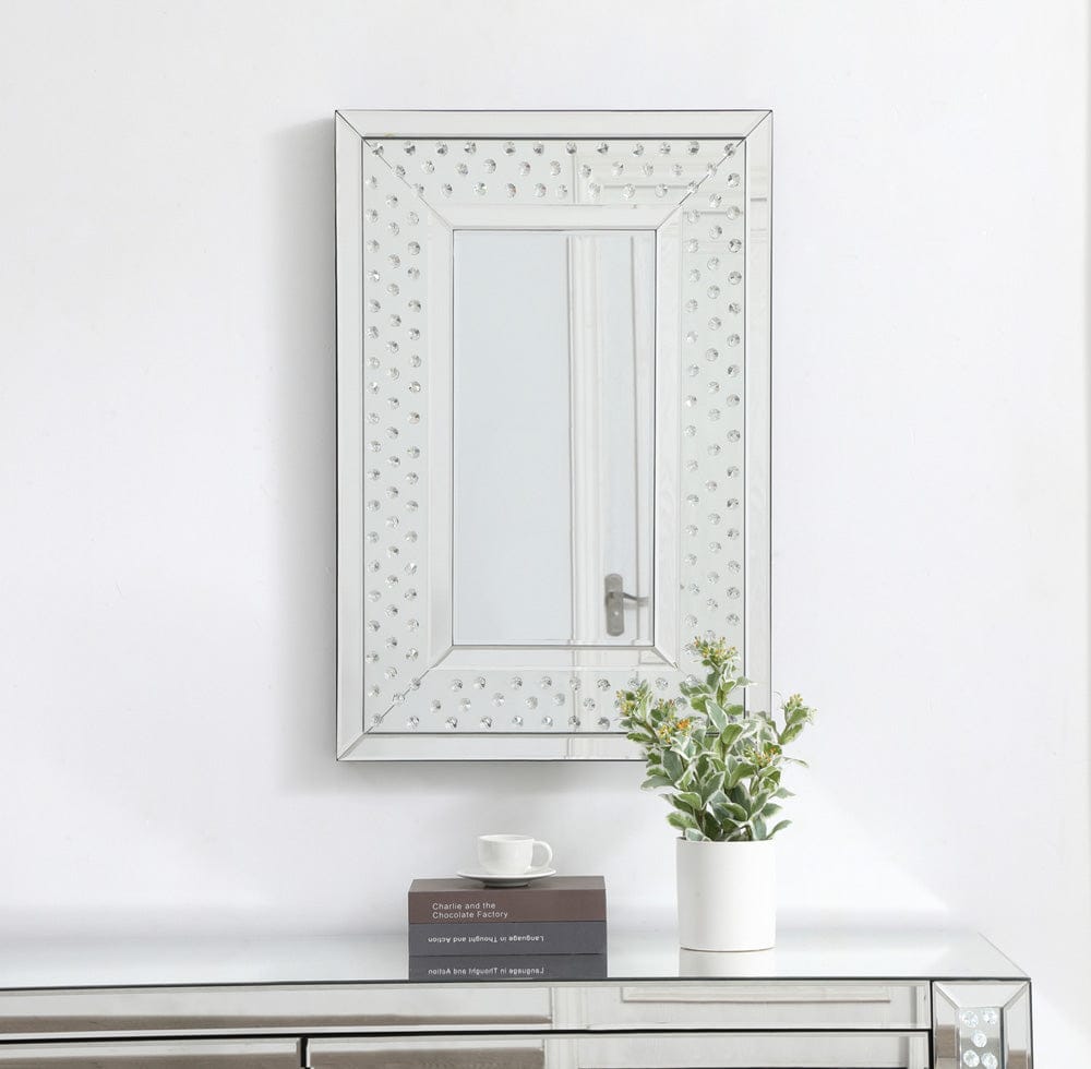 Elegant Furniture & Lighting - Modern Sparkle 24 in. Contemporary Crystal Rectangle Mirror in Clear - MR9101_CLOSEOUT