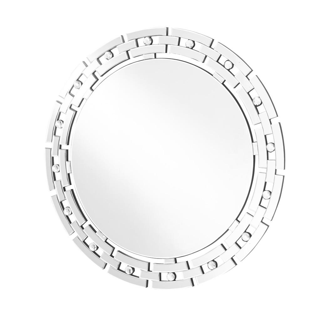 Elegant Furniture & Lighting - Modern Sparkle 36 in. Contemporary Round Mirror in Clear - MR9144 veiw 1