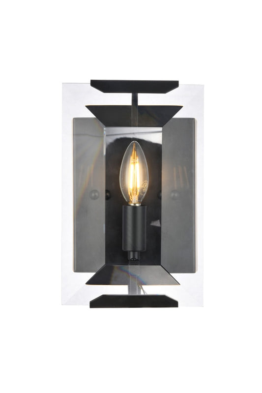 Elegant Furniture & Lighting - Monaco 1 light Flat Black (Matte) Wall Sconce Glass Crystal - 1212W6FB veiw 1