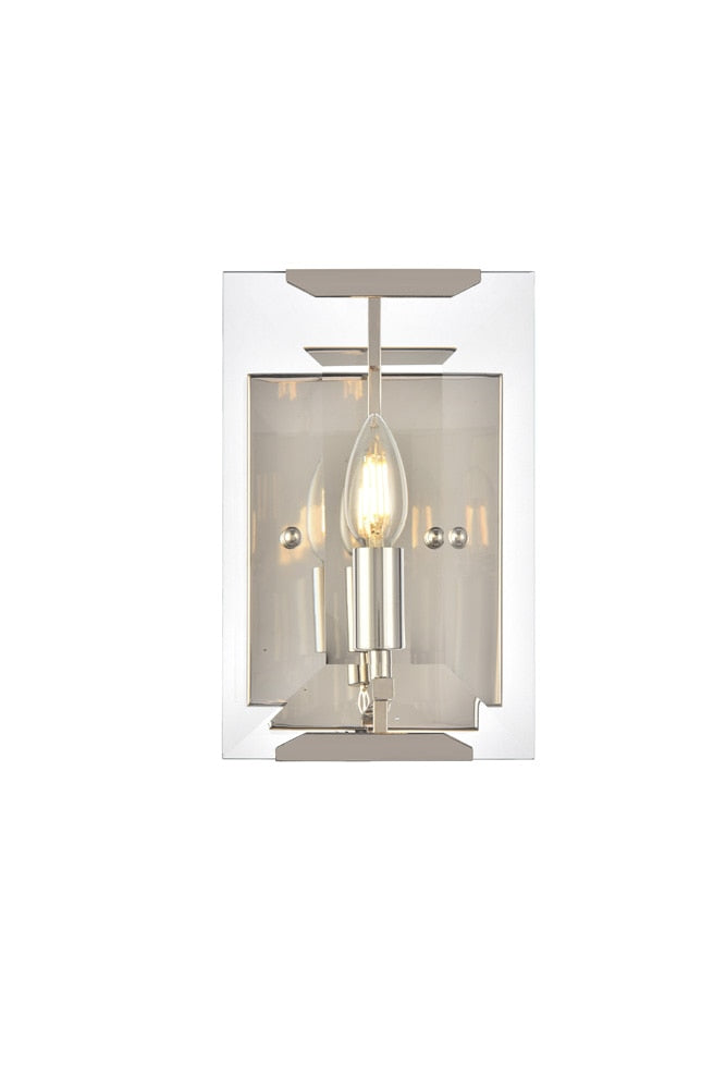 Elegant Furniture & Lighting - Monaco 1 light Golden Iron Wall Sconce Glass Crystal - 1212W6PN veiw 1