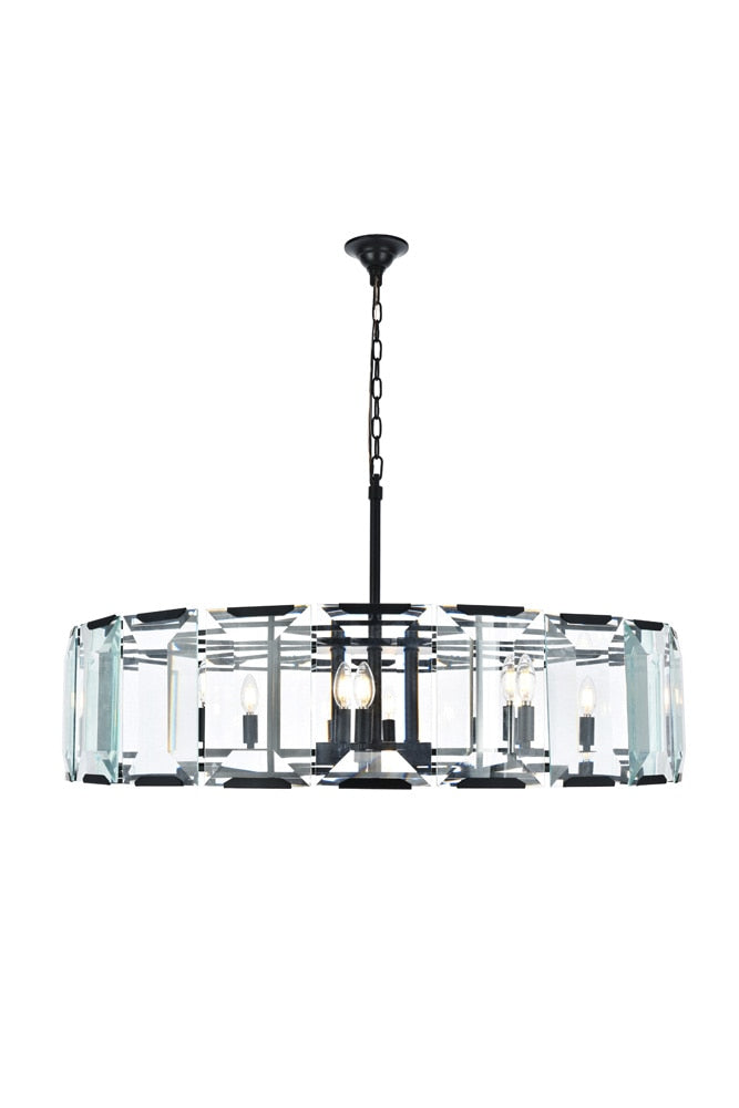 Elegant Furniture & Lighting - Monaco 10 light Flat Black (Matte) Chandelier Clear Glass Crystal - 1211D43FB veiw 1