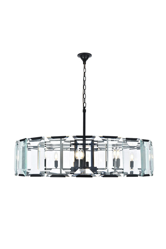 Elegant Furniture & Lighting - Monaco 10 light Flat Black (Matte) Chandelier Clear Glass Crystal - 1211D43FB veiw 1