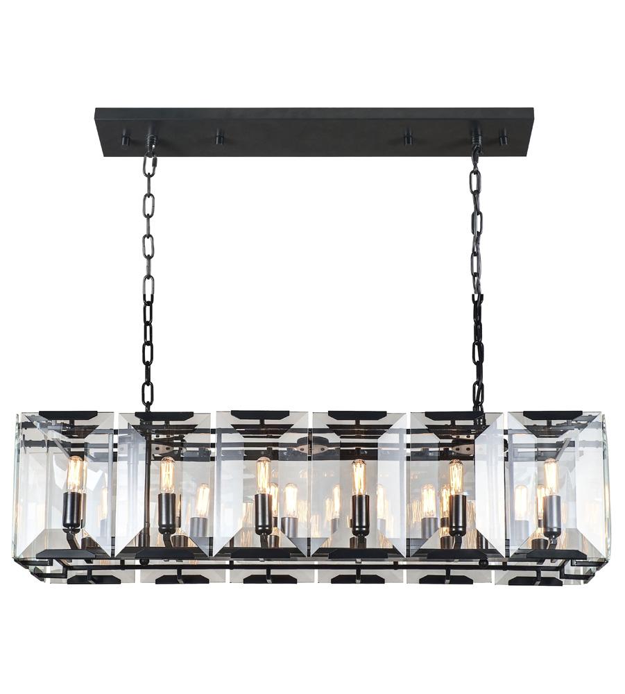 Elegant Furniture & Lighting - Monaco 12 light Flat Black (Matte) Chandelier Clear Glass Crystal - 1212D40FB veiw 1