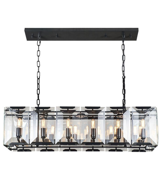 Elegant Furniture & Lighting - Monaco 12 light Flat Black (Matte) Chandelier Clear Glass Crystal - 1212D40FB veiw 1