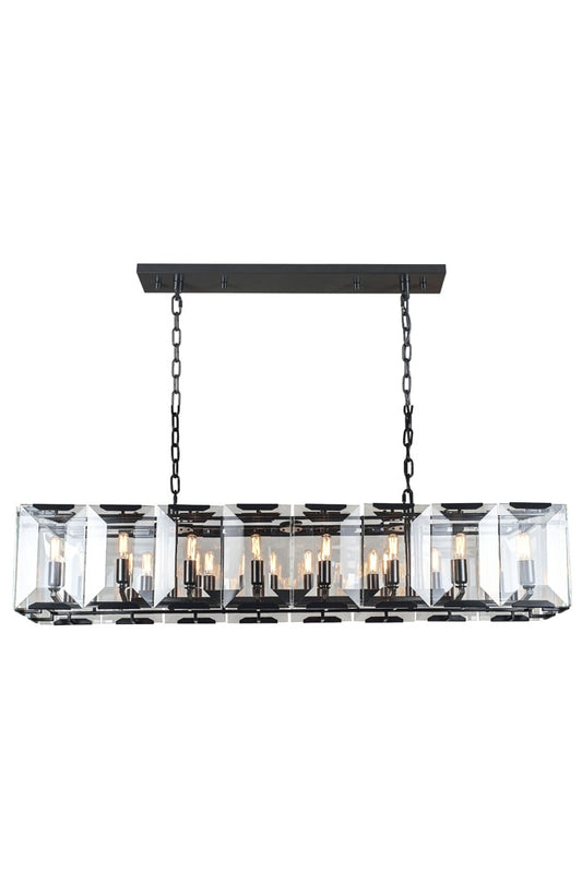 Elegant Furniture & Lighting - Monaco 16 light Flat Black (Matte) Chandelier Clear Glass Crystal - 1212D53FB veiw 1