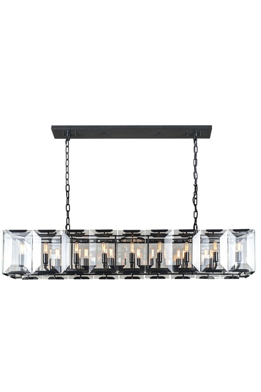Elegant Furniture & Lighting - Monaco 18 light Flat Black (Matte) Chandelier Clear Glass Crystal - 1212D60FB veiw 1