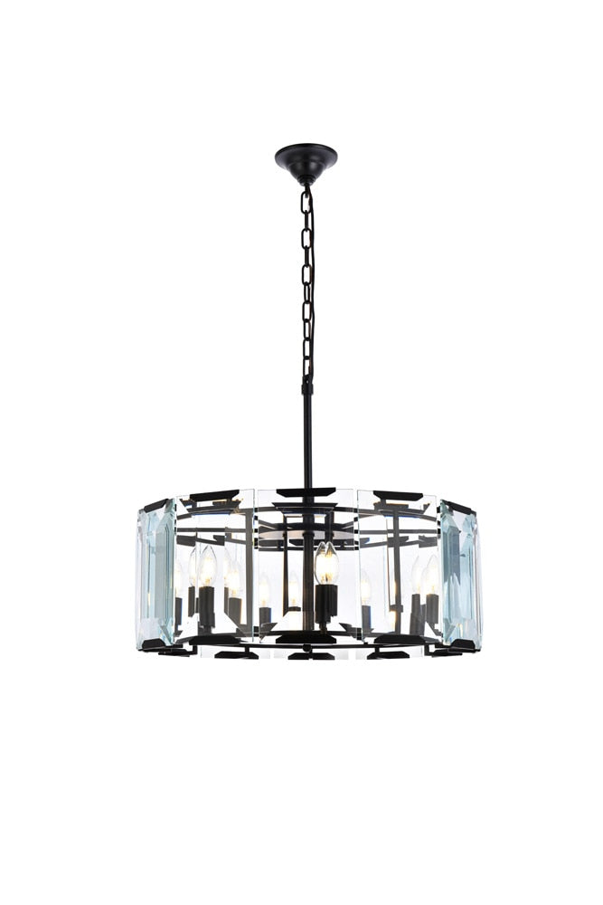 Elegant Furniture & Lighting - Monaco 6 light Flat Black (Matte) Chandelier Clear Glass Crystal - 1211D26FB veiw 1