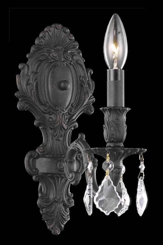 Elegant Furniture & Lighting - Monarch 1 light Dark Bronze Wall Sconce Clear Royal Cut Crystal - 9601W5DB/RC veiw 1