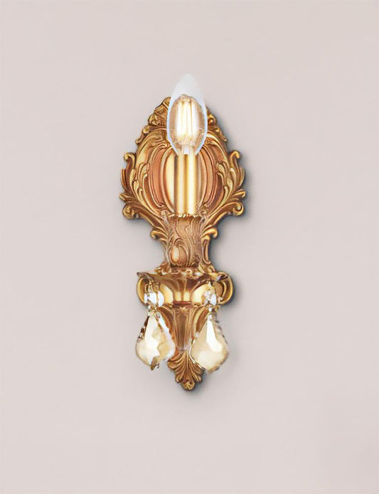 Elegant Furniture & Lighting - Monarch 1 light French Gold Wall Sconce Golden Teak (Smoky) Royal Cut Crystal - 9601W5FG-GT/RC veiw 1