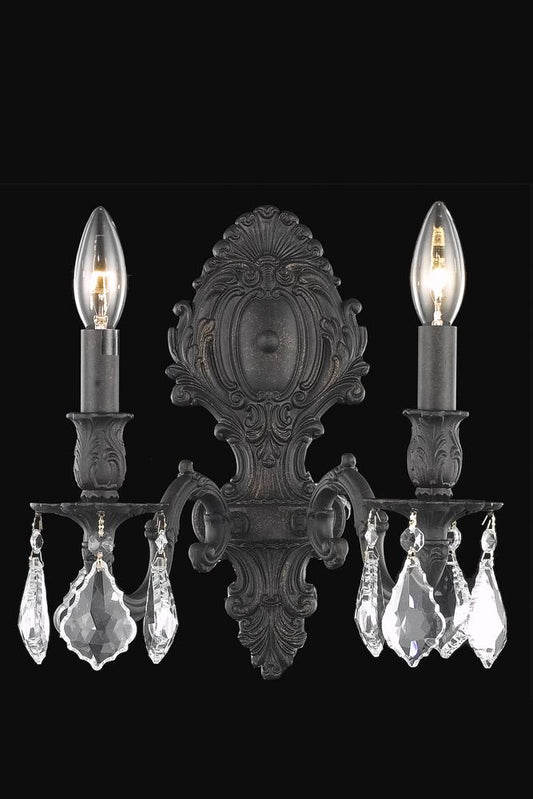 Elegant Furniture & Lighting - Monarch 2 light Dark Bronze Wall Sconce Clear Royal Cut Crystal - 9602W10DB/RC veiw 1