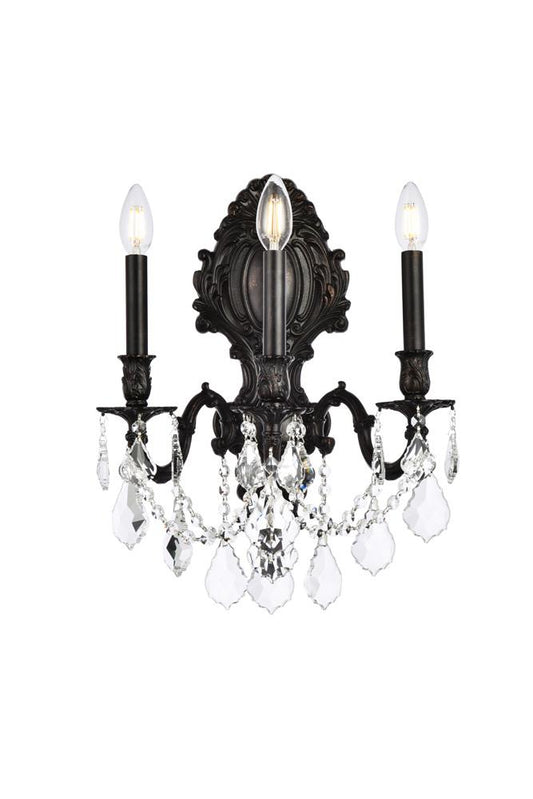 Elegant Furniture & Lighting - Monarch 3 light Dark Bronze Wall Sconce Clear Royal Cut Crystal - 9603W14DB/RC veiw 1