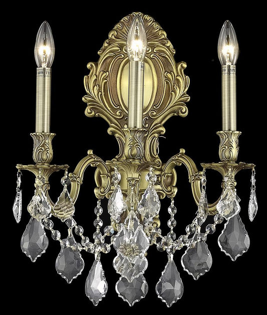 Elegant Furniture & Lighting - Monarch 3 light French Gold Wall Sconce Clear Royal Cut Crystal - 9603W14FG/RC veiw 1