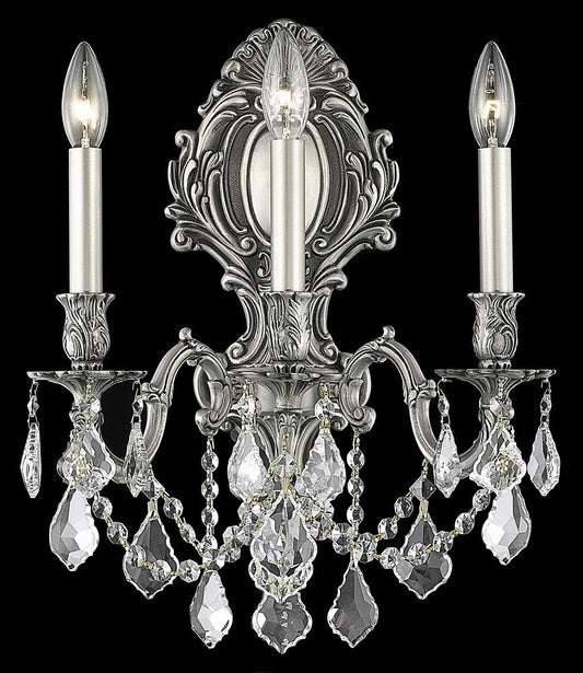 Elegant Furniture & Lighting - Monarch 3 light Pewter Wall Sconce Clear Royal Cut Crystal - 9603W14PW/RC veiw 1