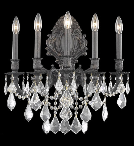 Elegant Furniture & Lighting - Monarch 5 light Dark Bronze Wall Sconce Clear Royal Cut Crystal - 9605W21DB/RC veiw 1