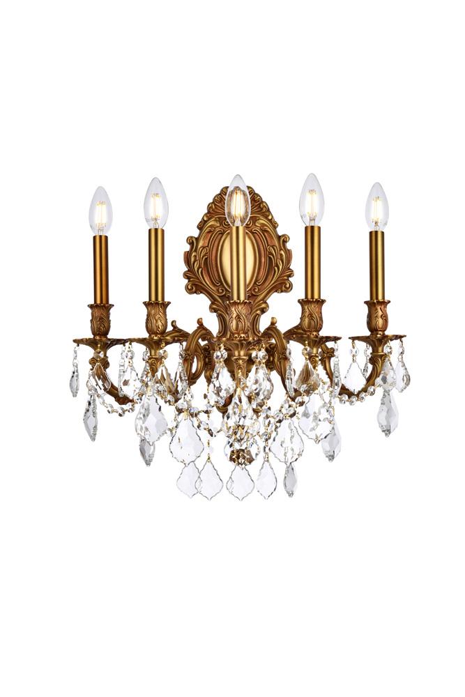 Elegant Furniture & Lighting - Monarch 5 light French Gold Wall Sconce Clear Royal Cut Crystal - 9605W21FG/RC veiw 1