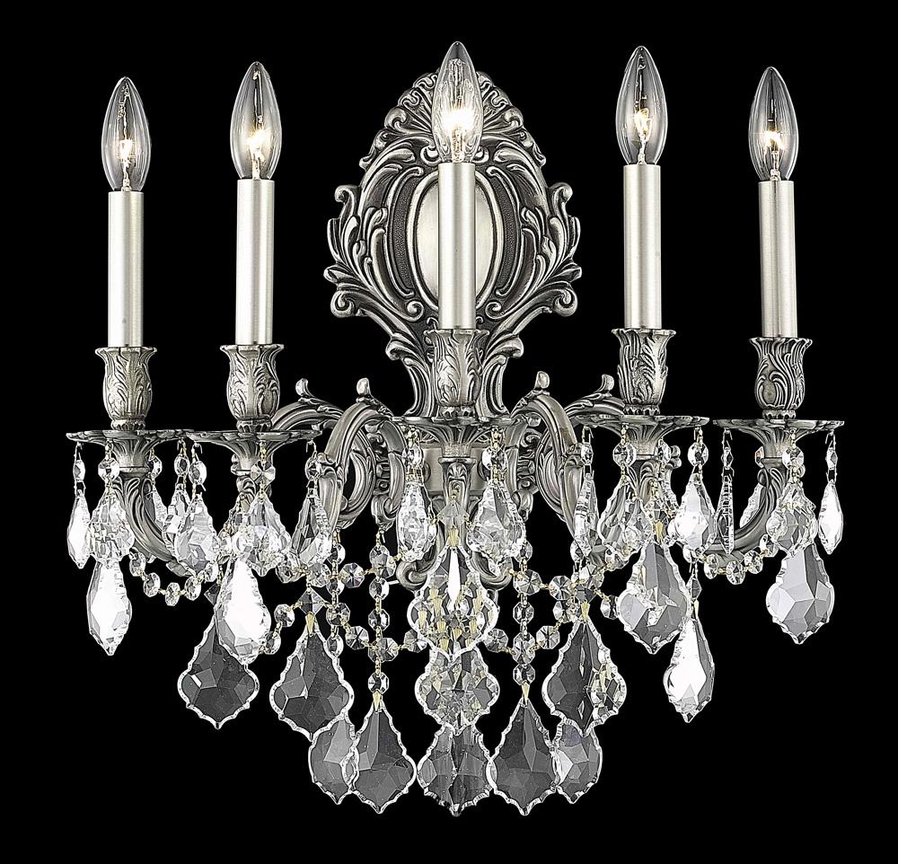 Elegant Furniture & Lighting - Monarch 5 light Pewter Wall Sconce Clear Royal Cut Crystal - 9605W21PW/RC veiw 1