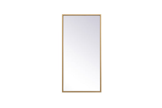 Elegant Furniture & Lighting - Monet Metal frame rectangle mirror 14x28 inch in brass - MR41428BR veiw 1