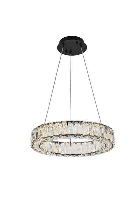 Elegant Furniture & Lighting - Monroe 17 inch LED round Single pendant in black - 3503D17BK veiw 1