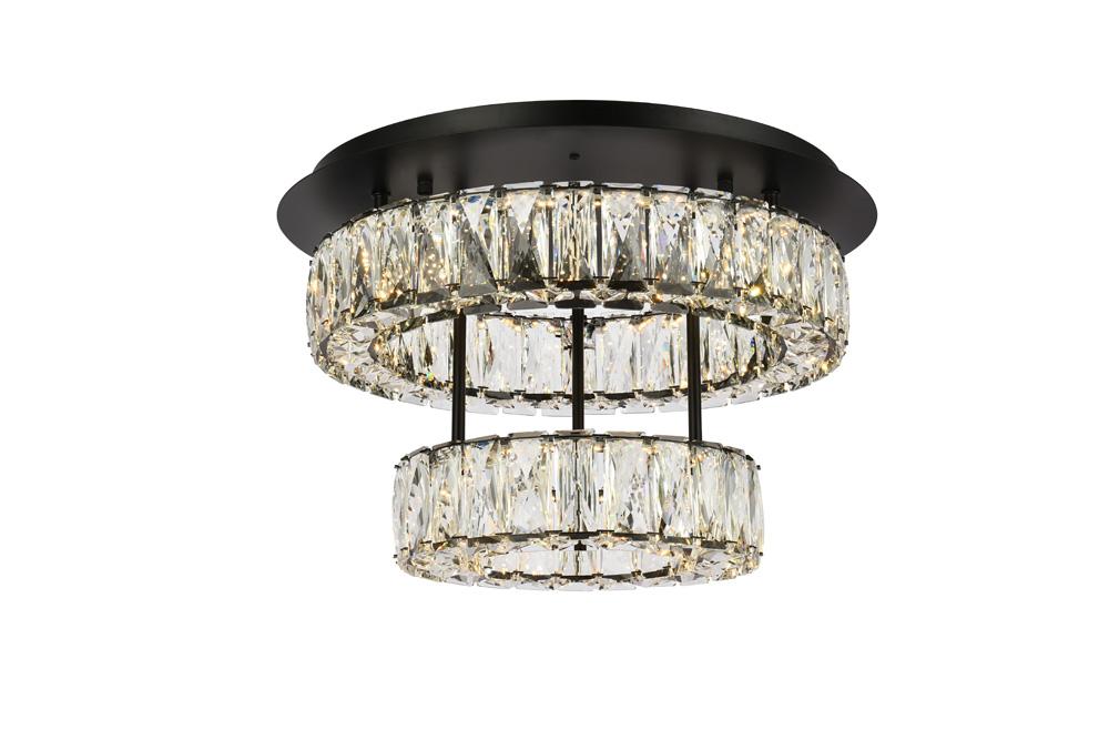Elegant Furniture & Lighting - Monroe 18 inch LED double flush mount in black - 3503F18L2BK veiw 1