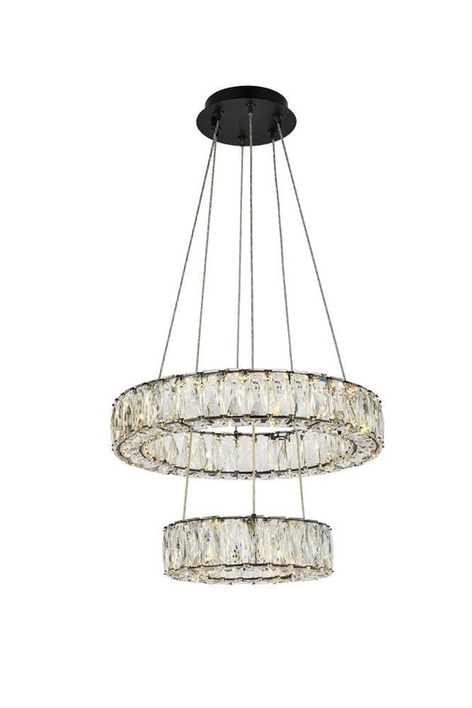 Elegant Furniture & Lighting - Monroe 18 inch LED two ring pendant in black - 3503G18BK veiw 1