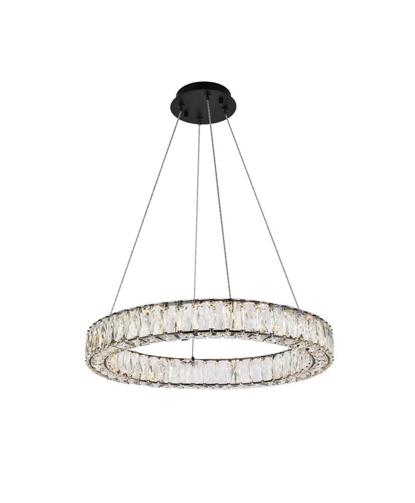 Elegant Furniture & Lighting - Monroe 23 inch LED round Single pendant in black - 3503D23BK veiw 1