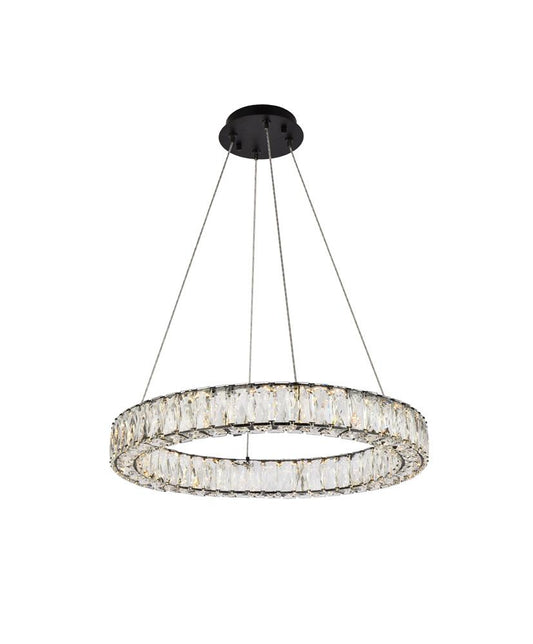Elegant Furniture & Lighting - Monroe 23 inch LED round Single pendant in black - 3503D23BK veiw 1