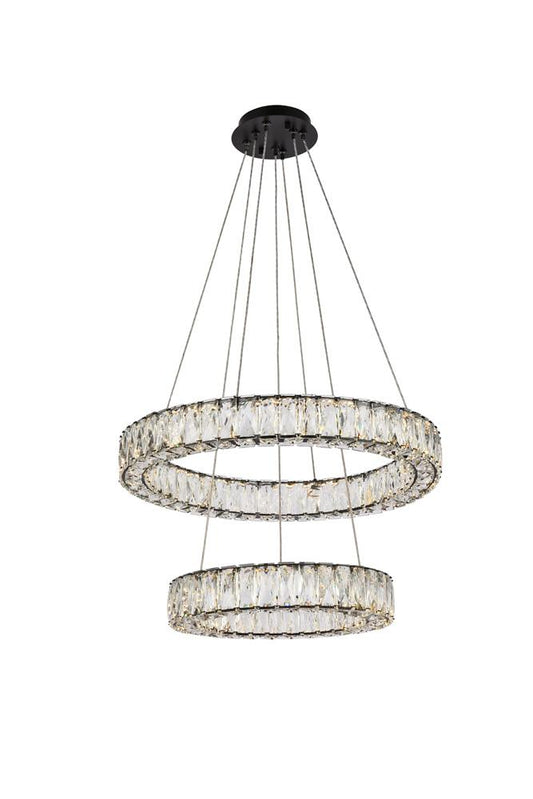 Elegant Furniture & Lighting - Monroe 24 inch LED double ring pendant in black - 3503G24BK veiw 1