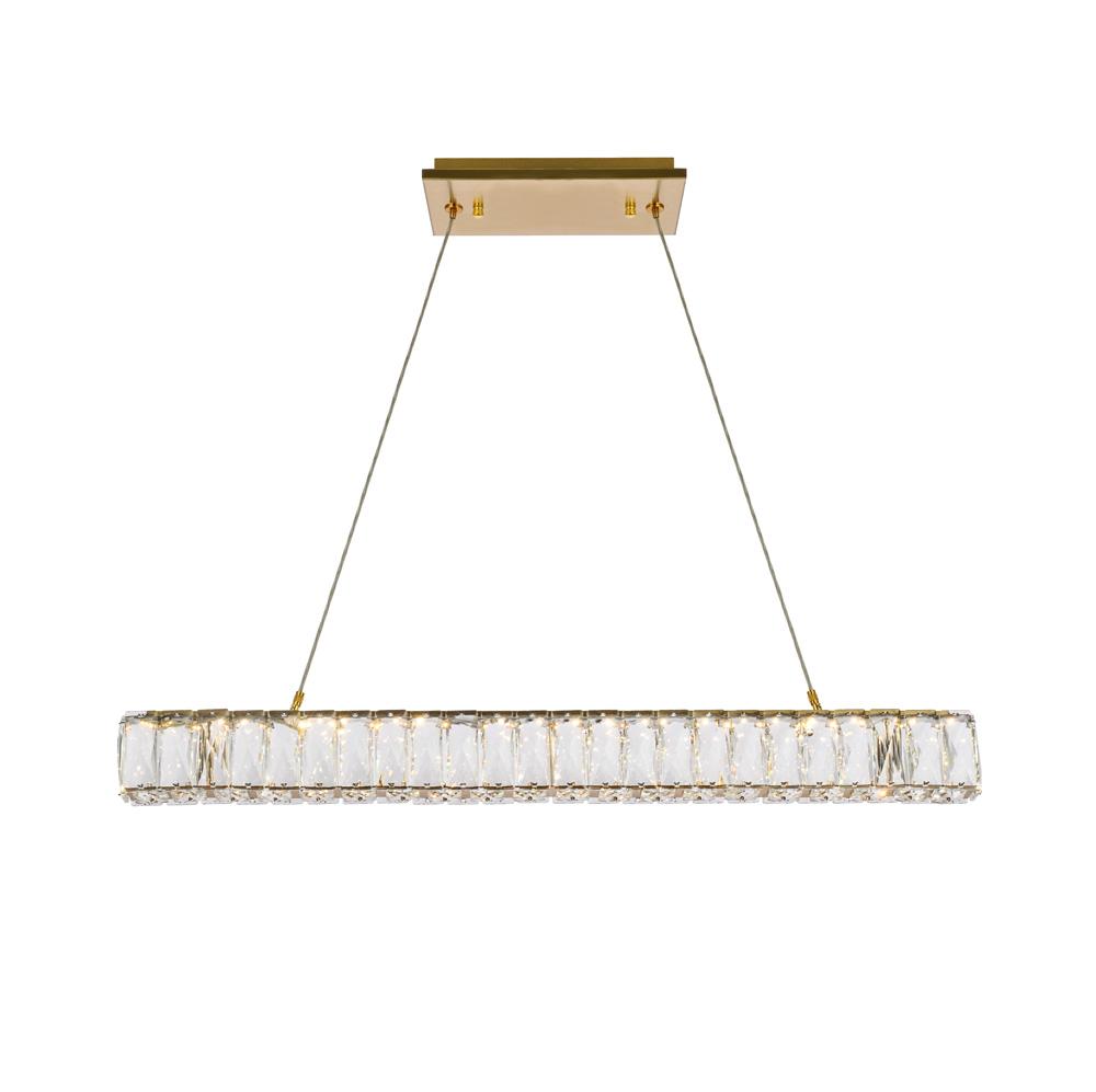 Elegant Furniture & Lighting - Monroe 31 inch LED linear pendant in gold - 3502D31G veiw 1