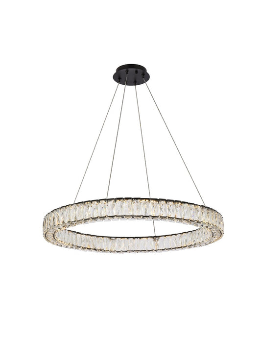 Elegant Furniture & Lighting - Monroe 31 inch LED round Single pendant in black - 3503D31BK veiw 1