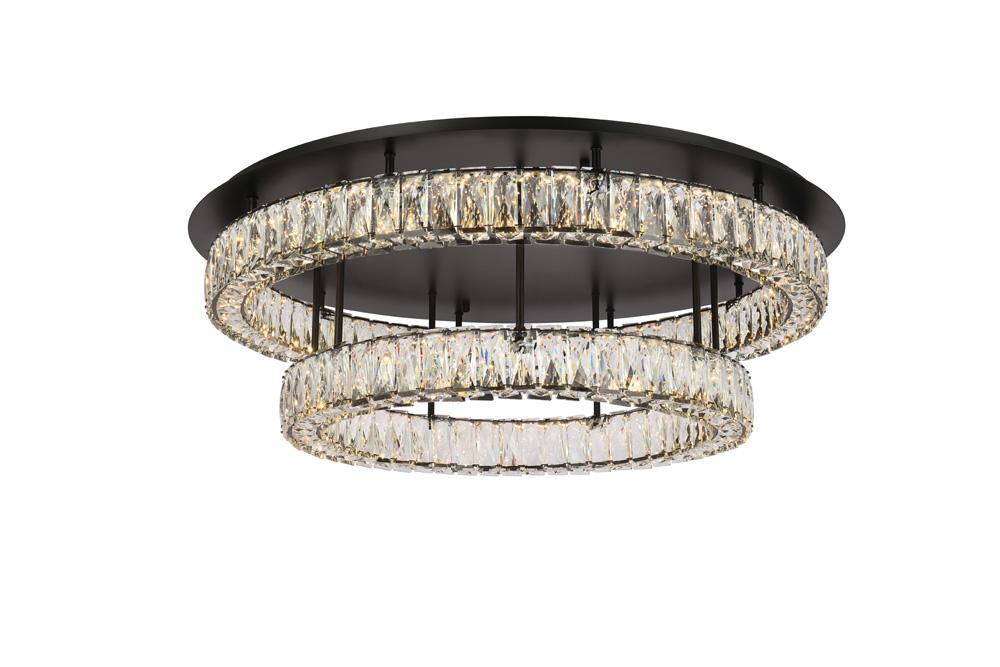 Elegant Furniture & Lighting - Monroe 33 inch LED double flush mount in black - 3503F33L2BK veiw 1