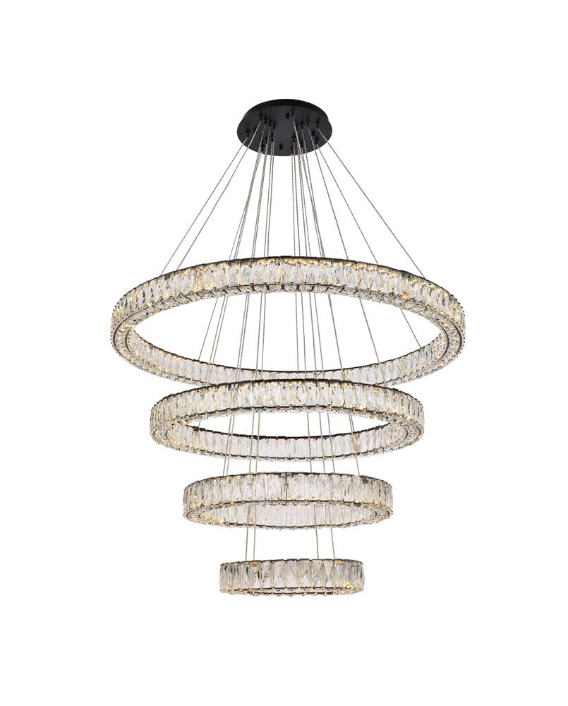 Elegant Furniture & Lighting - Monroe 41 inch LED four ring chandelier in black - 3503G41BK veiw 1