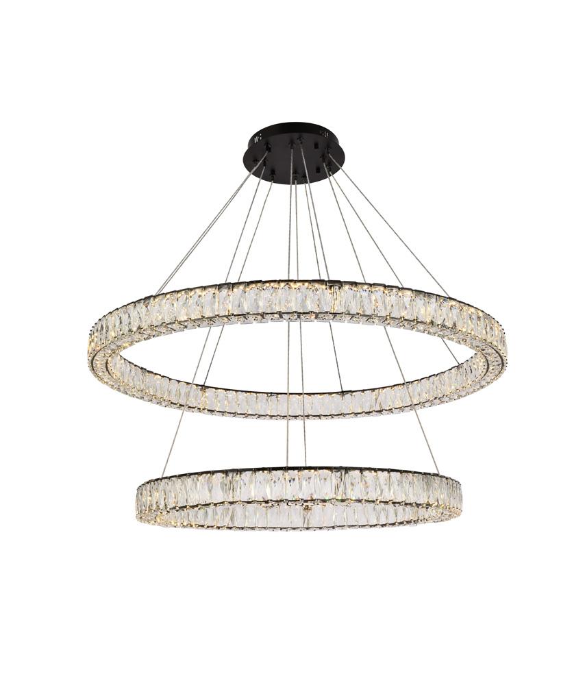Elegant Furniture & Lighting - Monroe 42 inch LED round double ring pendant in black - 3503D42BK veiw 1