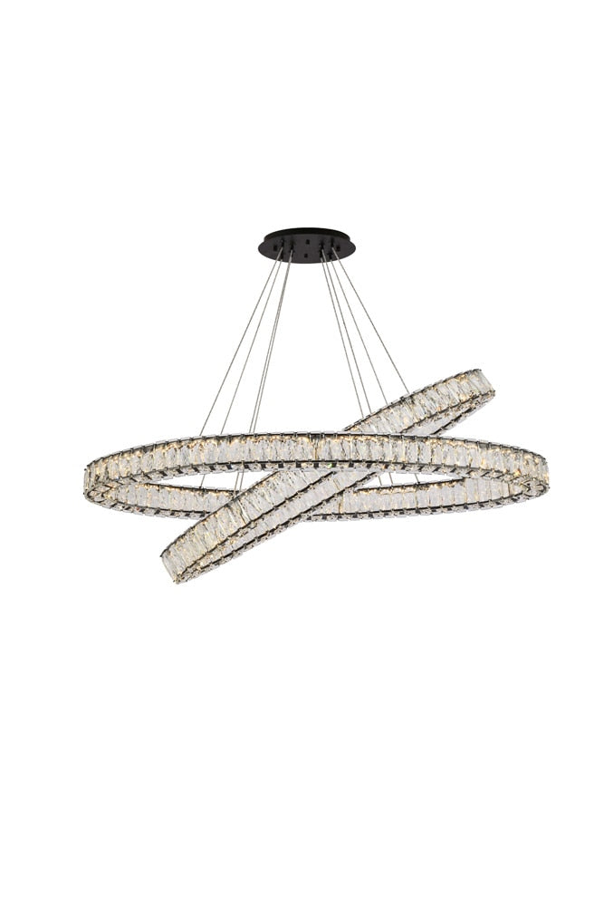 Elegant Furniture & Lighting - Monroe 48 inch LED oval double ring pendant in black - 3503D48BK veiw 1