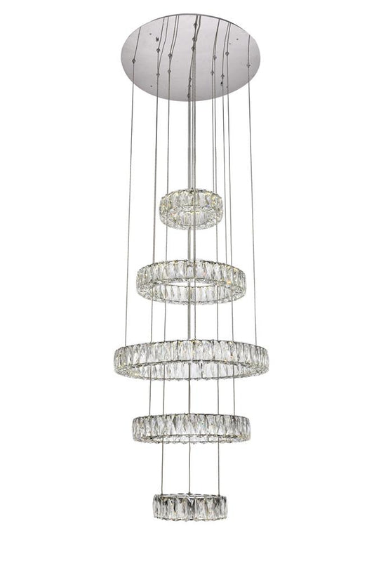 Elegant Furniture & Lighting - Monroe Integrated LED chip light Chrome Chandelier Clear Royal Cut Crystal - 3503G5LC veiw 1