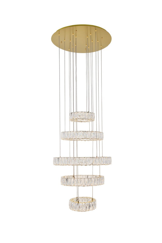 Elegant Furniture & Lighting - Monroe Integrated LED chip light gold Chandelier Clear Royal Cut Crystal - 3503G5LG veiw 1