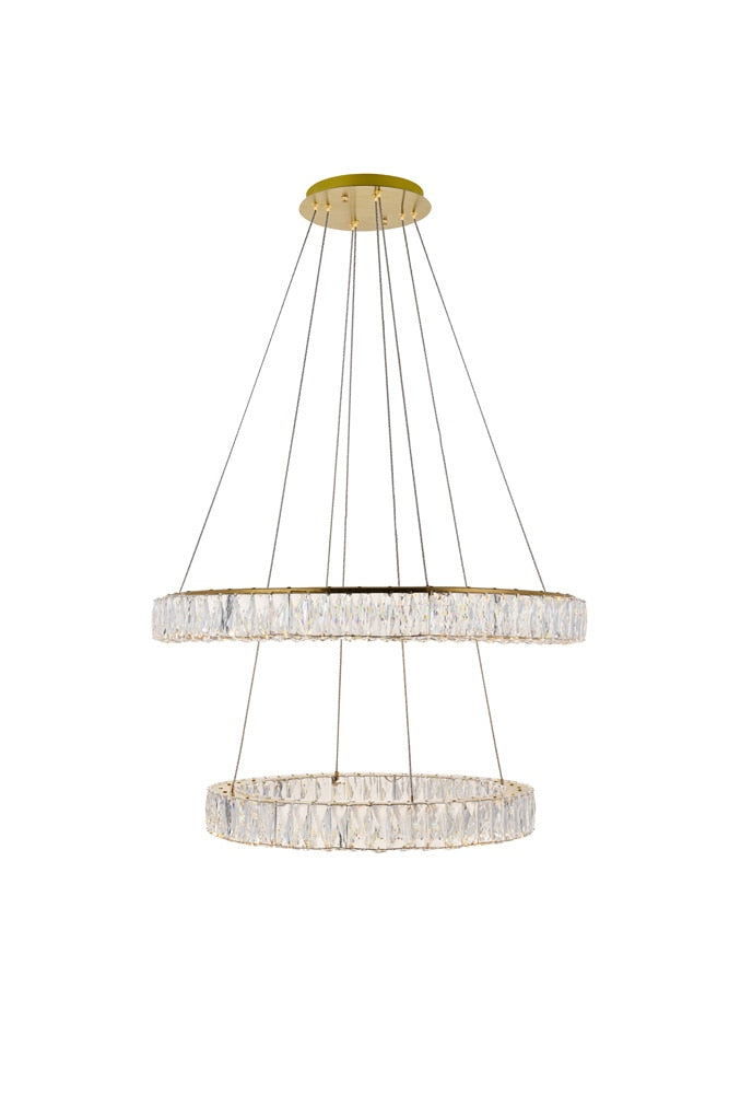 Elegant Furniture & Lighting - Monroe Integrated LED chip light gold Chandelier Clear Royal Cut Crystal - 3503G32G veiw 1
