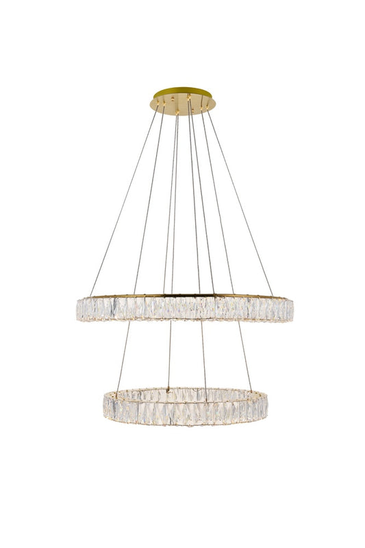 Elegant Furniture & Lighting - Monroe Integrated LED chip light gold Chandelier Clear Royal Cut Crystal - 3503G32G veiw 1