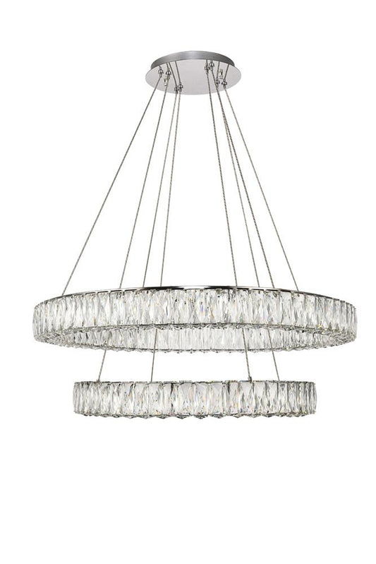 Elegant Furniture & Lighting - Monroe Integrated LED chip light Chrome Chandelier Clear Royal Cut Crystal - 3503G32C veiw 1
