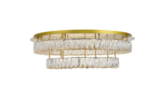 Elegant Furniture & Lighting - Monroe LED light Gold Flush Mount Clear Royal Cut Crystal - 3503F33L2G veiw 1