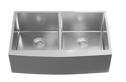 Elegant Furniture & Lighting - Montgomery Stainless Steel farmhouse kitchen double sink L33 x W21 x H10in - SK30233 veiw 1