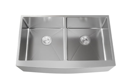 Elegant Furniture & Lighting - Montgomery Stainless Steel farmhouse kitchen double sink L33 x W21 x H10in - SK30233 veiw 7