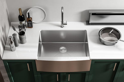 Elegant Furniture & Lighting - Montgomery Stainless Steel farmhouse kitchen sink L27 x W22 x H10in - SK30127 veiw 2