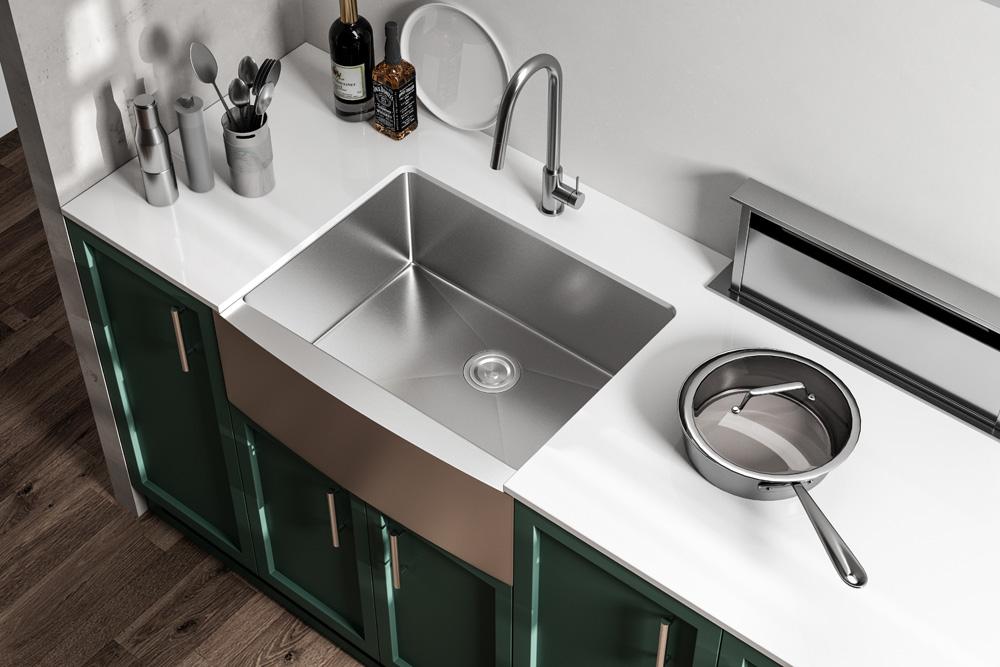Elegant Furniture & Lighting - Montgomery Stainless Steel farmhouse kitchen sink L27 x W22 x H10in - SK30127 veiw 5