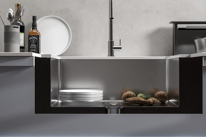 Elegant Furniture & Lighting - Montgomery Stainless Steel farmhouse kitchen sink L27 x W22 x H10in - SK30127 veiw 7